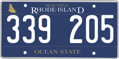RI license plate 339205