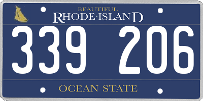 RI license plate 339206