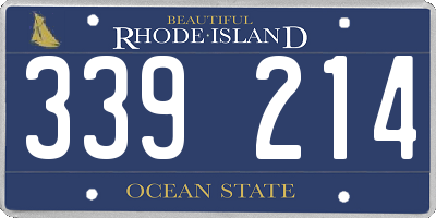 RI license plate 339214