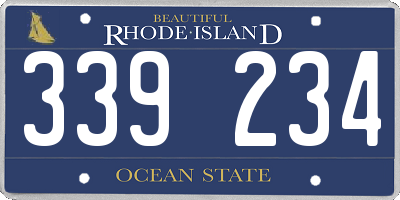 RI license plate 339234