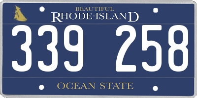 RI license plate 339258