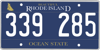 RI license plate 339285