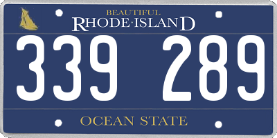 RI license plate 339289
