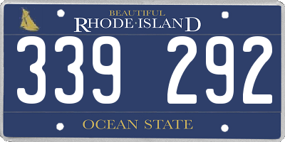 RI license plate 339292