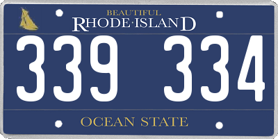 RI license plate 339334