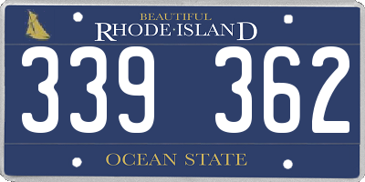 RI license plate 339362