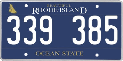 RI license plate 339385
