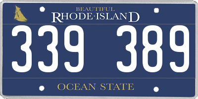 RI license plate 339389