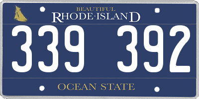 RI license plate 339392