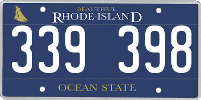 RI license plate 339398
