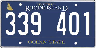 RI license plate 339401