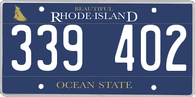 RI license plate 339402
