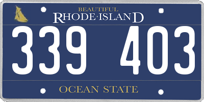 RI license plate 339403