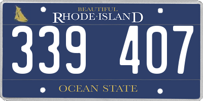 RI license plate 339407