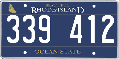 RI license plate 339412