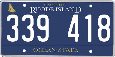 RI license plate 339418
