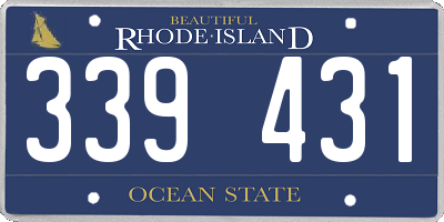 RI license plate 339431