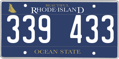 RI license plate 339433