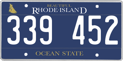 RI license plate 339452