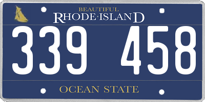 RI license plate 339458