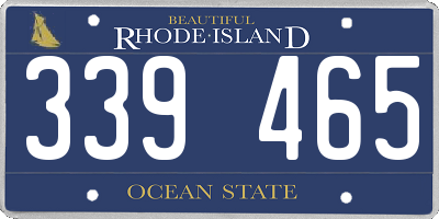 RI license plate 339465