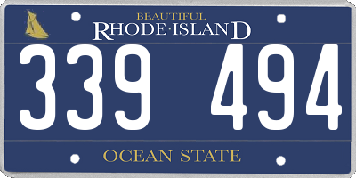 RI license plate 339494