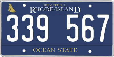 RI license plate 339567