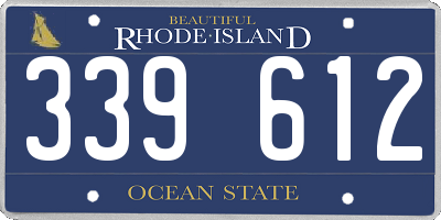 RI license plate 339612