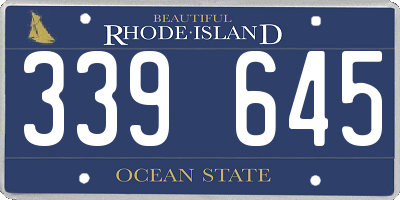 RI license plate 339645