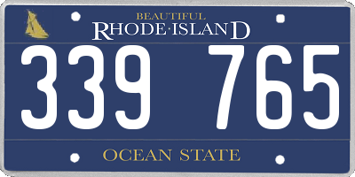 RI license plate 339765