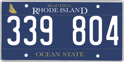 RI license plate 339804