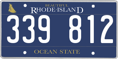 RI license plate 339812