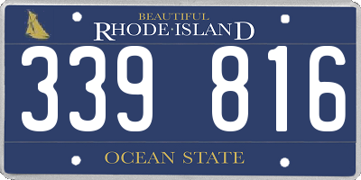 RI license plate 339816