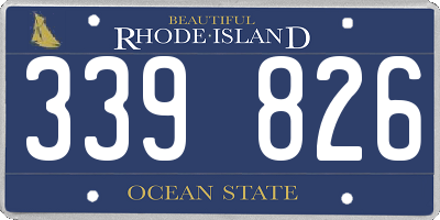 RI license plate 339826