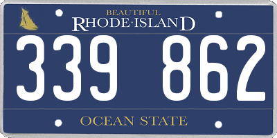 RI license plate 339862