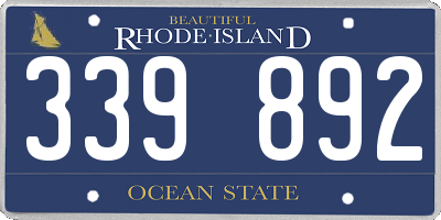 RI license plate 339892
