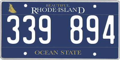 RI license plate 339894