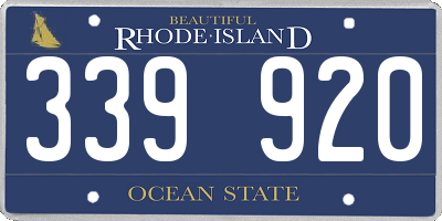 RI license plate 339920