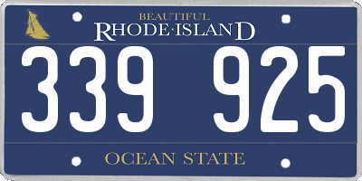 RI license plate 339925