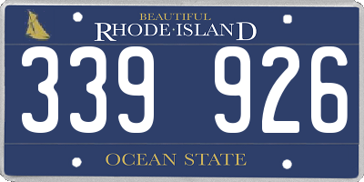 RI license plate 339926