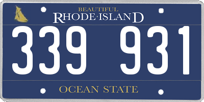 RI license plate 339931