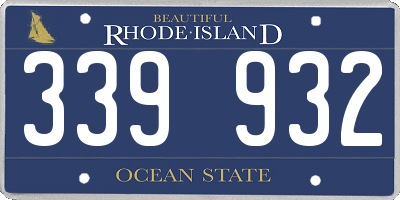 RI license plate 339932