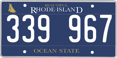 RI license plate 339967
