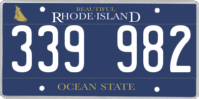 RI license plate 339982
