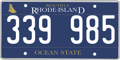 RI license plate 339985