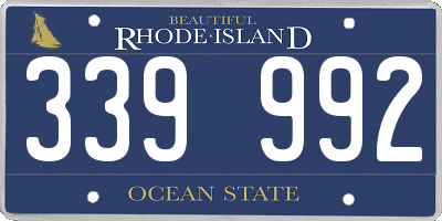 RI license plate 339992