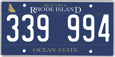 RI license plate 339994