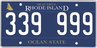 RI license plate 339999