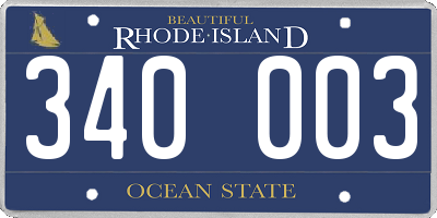 RI license plate 340003
