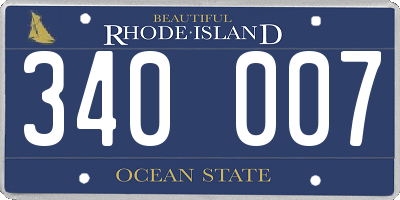 RI license plate 340007